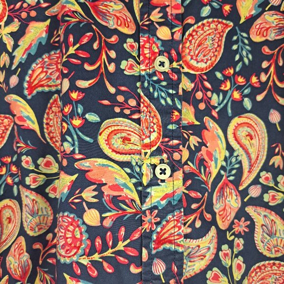 Talbots Women's Blue Pink Paisley Button Front Cotton Shirt Blouse Sz XL - Picture 4 of 10